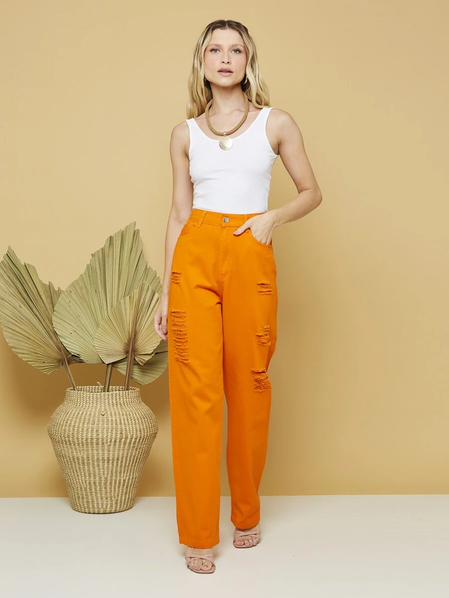 EMILIMODA CALCA EMX8501 - Laranja - Visão 1