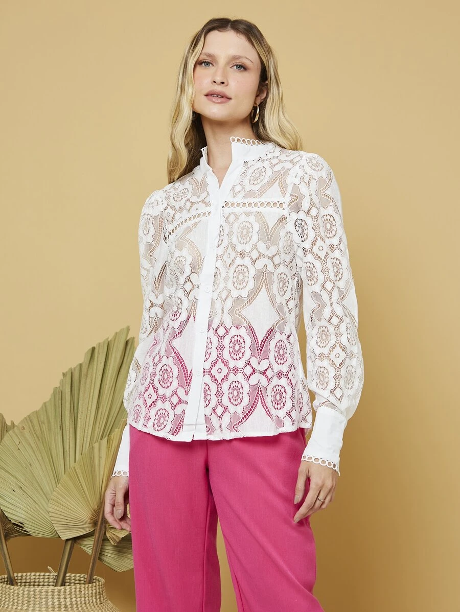 Women Blouses - 白色 - 查看 1
