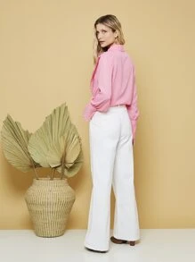EMILIMODA BLUSA CAMISA EM39688 - Rosa chiclete - Visão 5