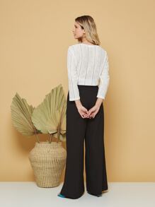 Roupas Femininas blusa renda/manga longa /babados/ transparencia/ EM37103