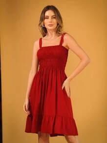 Women Dresses - Burgundy - View 1