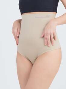 Calcinha Cinta Cós Alto modeladora Gestante Pós Parto - Bege - Visão 6