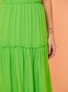 Saia 3 maria midi lisa / saia midi/ saia viscolinho /moda evangelica - Verde Limão - Visão 3