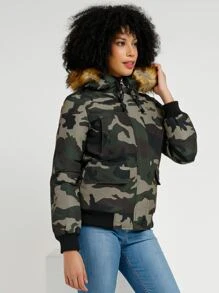 Women Winter Coats - 軍綠色 - 查看 4
