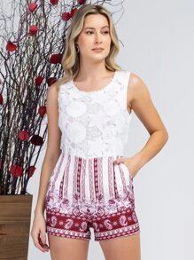 Women Jumpsuits - Đỏ và trắng - Xem 1