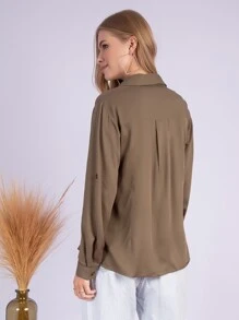 Women Blouses - 軍綠色 - 查看 3