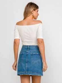 Women Denim Skirts - Light Wash - View 2
