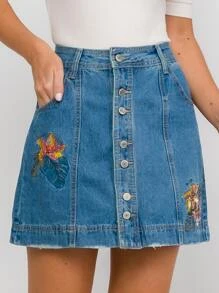 Women Denim Skirts - Light Wash - View 5