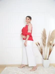 Women Blouses - 紅色 - 查看 5