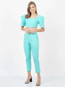 Women Two-piece Outfits - 薄荷藍 - 查看 4