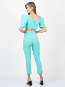 Women Two-piece Outfits - 薄荷藍 - 查看 2