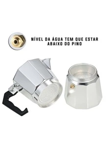 Cafeteira Italiana 6 Xicaras Moka Máquina De Café Expresso Em Alumínio 250ml Chaleira Fogão Clássico - Prata - Visão 5
