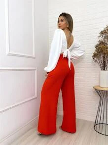 Women Pants - 橘色 - 查看 2