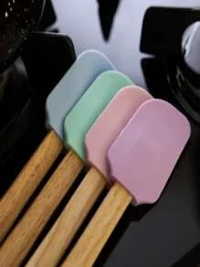 Espátula Pao Duro de Silicone com Cabo de Madeira - Multicolorido - Visão 1