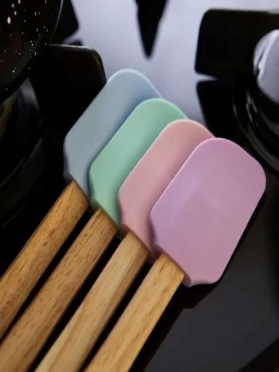 Espátula Pao Duro de Silicone com Cabo de Madeira - Multicolorido - Visão 1