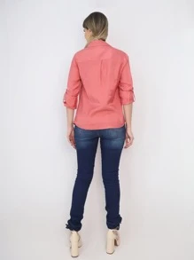 Women Blouses - Màu Hồng  San hô - Xem 2