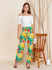 Women Pants - 黃色 - 查看 1