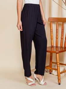 Women Pants - 黑色 - 查看 3