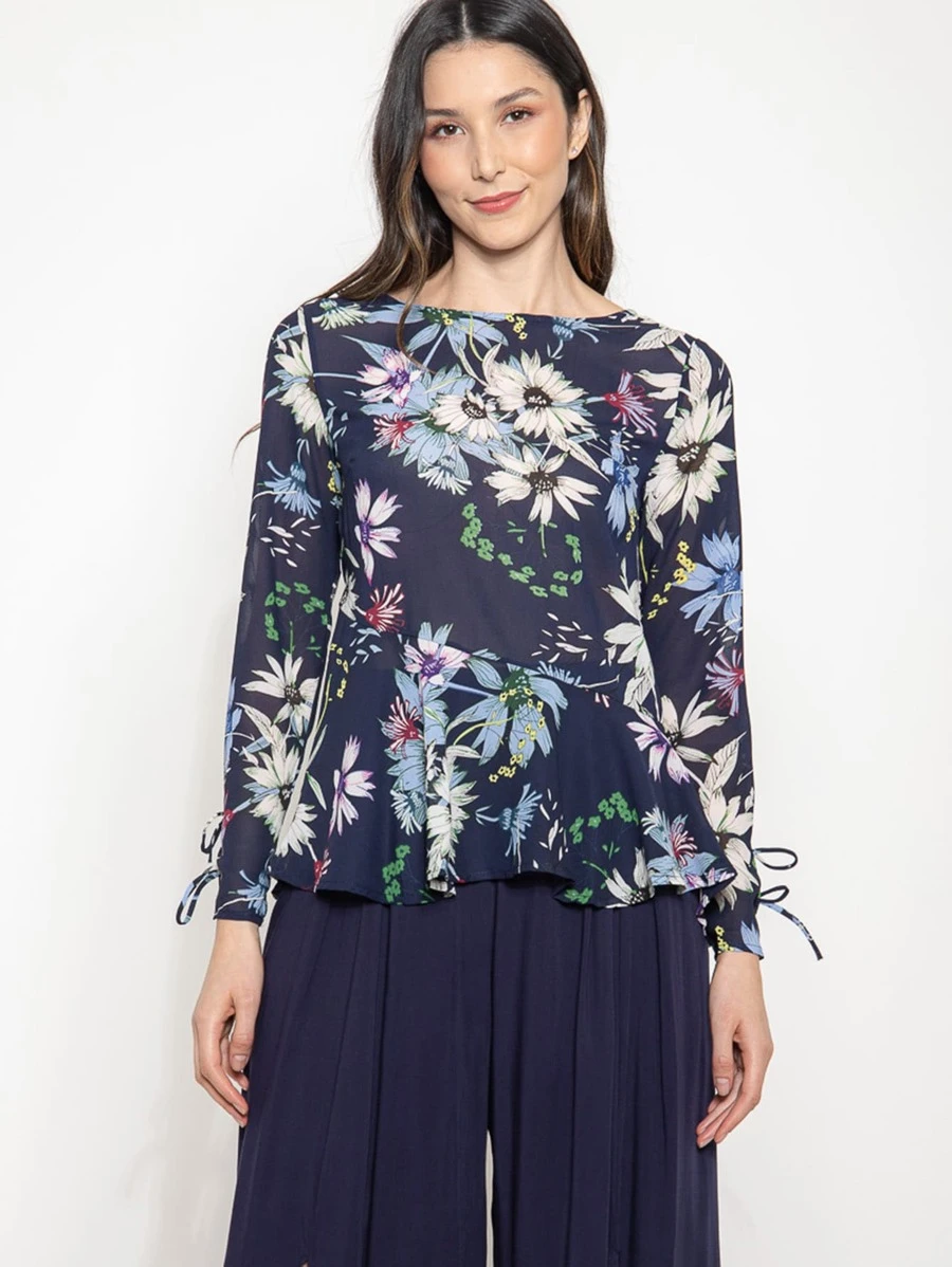 Women Blouses - Navy Blue - View 1