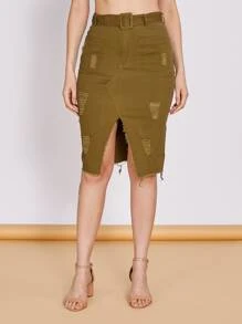 Women Skirts - Army Green - View 1