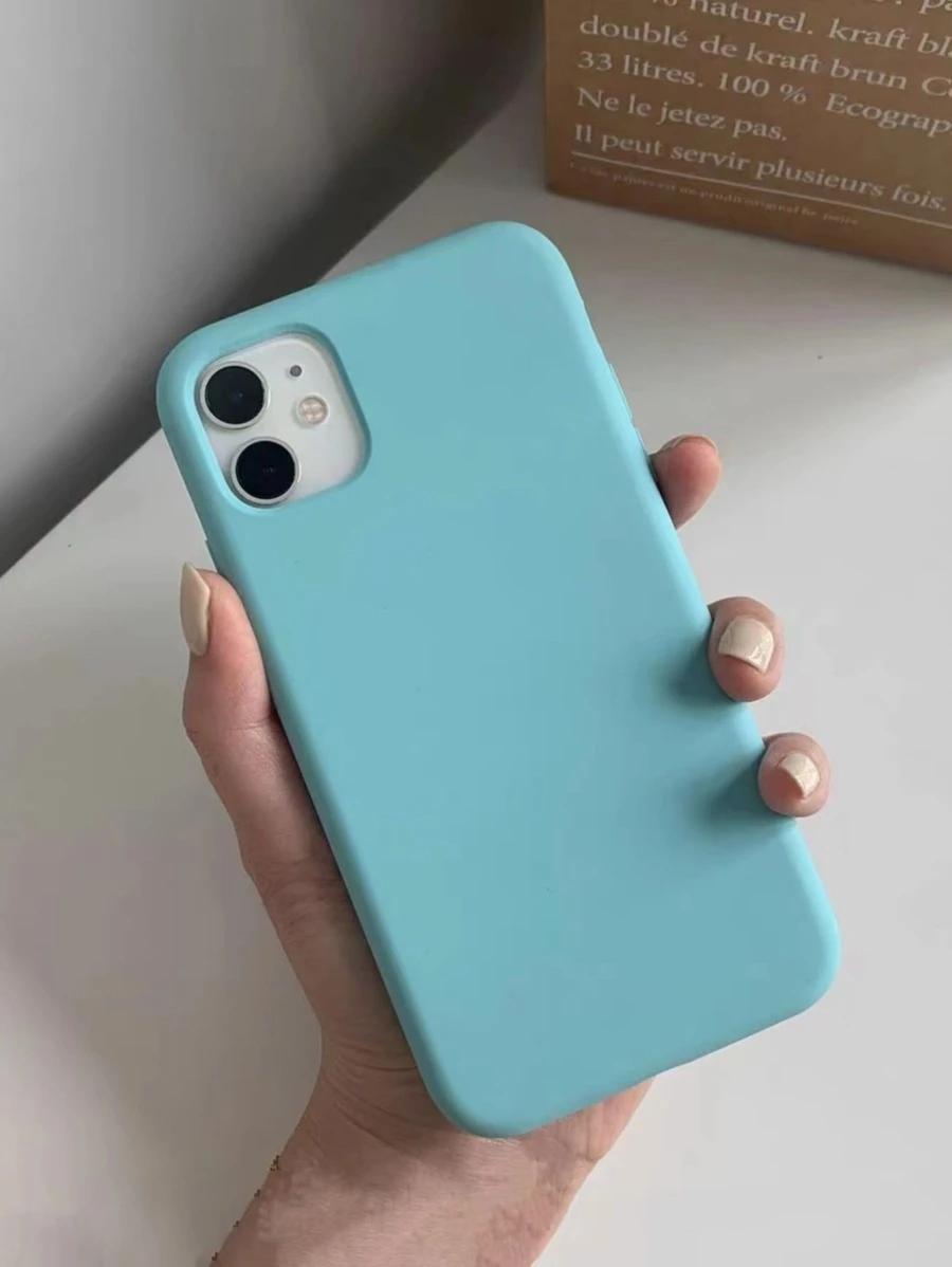 Capa silicone com veludo dentro para iPhon - Azul cadete - Visão 1