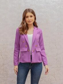 Women Blazers - 紫丁香色 - 查看 3