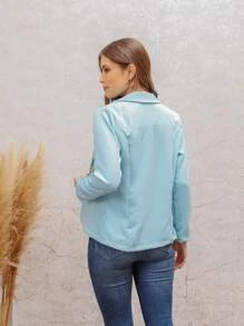 Women Blazers - Baby Blue - View 2