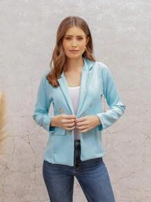 Women Blazers - Baby Blue - View 4