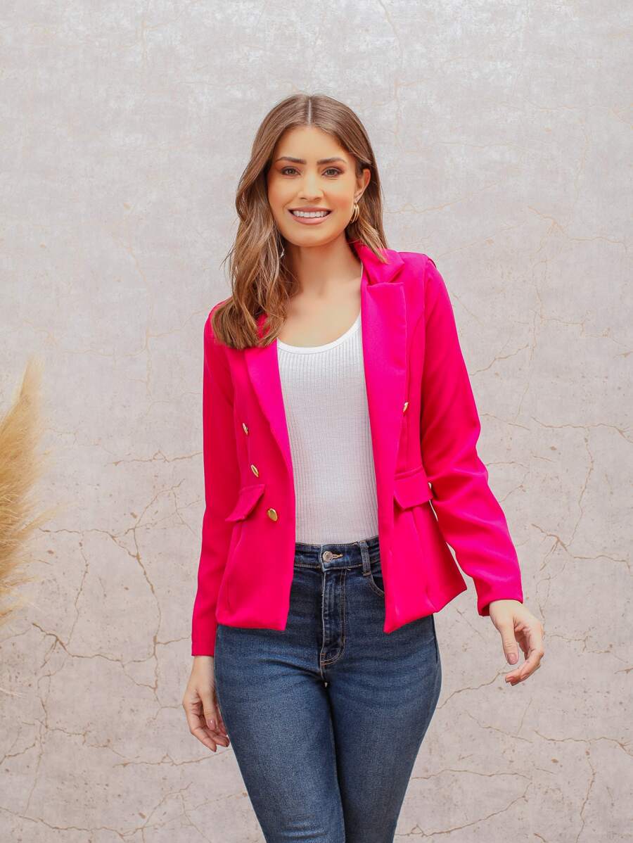 Women Blazers - Hot Pink - View 1