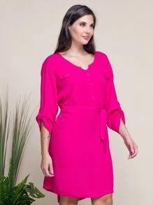 Plus Size Dresses - Pink - View 3