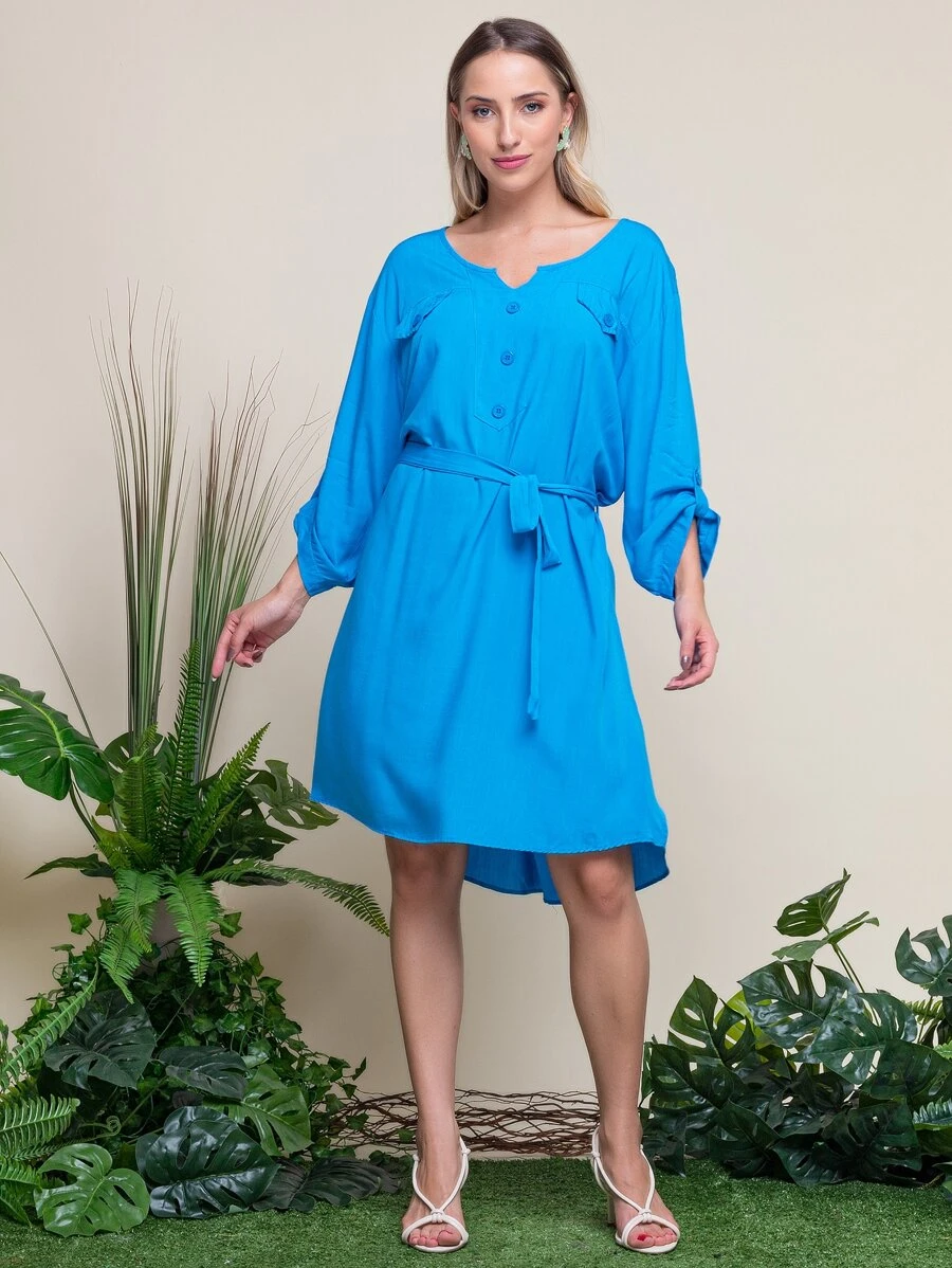 Plus Size Dresses - الأزرق - مشاهدة 1