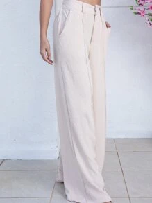 Women Pants - 米色 - 查看 3