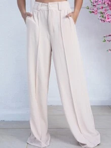 Women Pants - 米色 - 查看 4