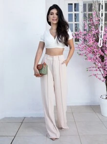 Women Pants - 米色 - 查看 1