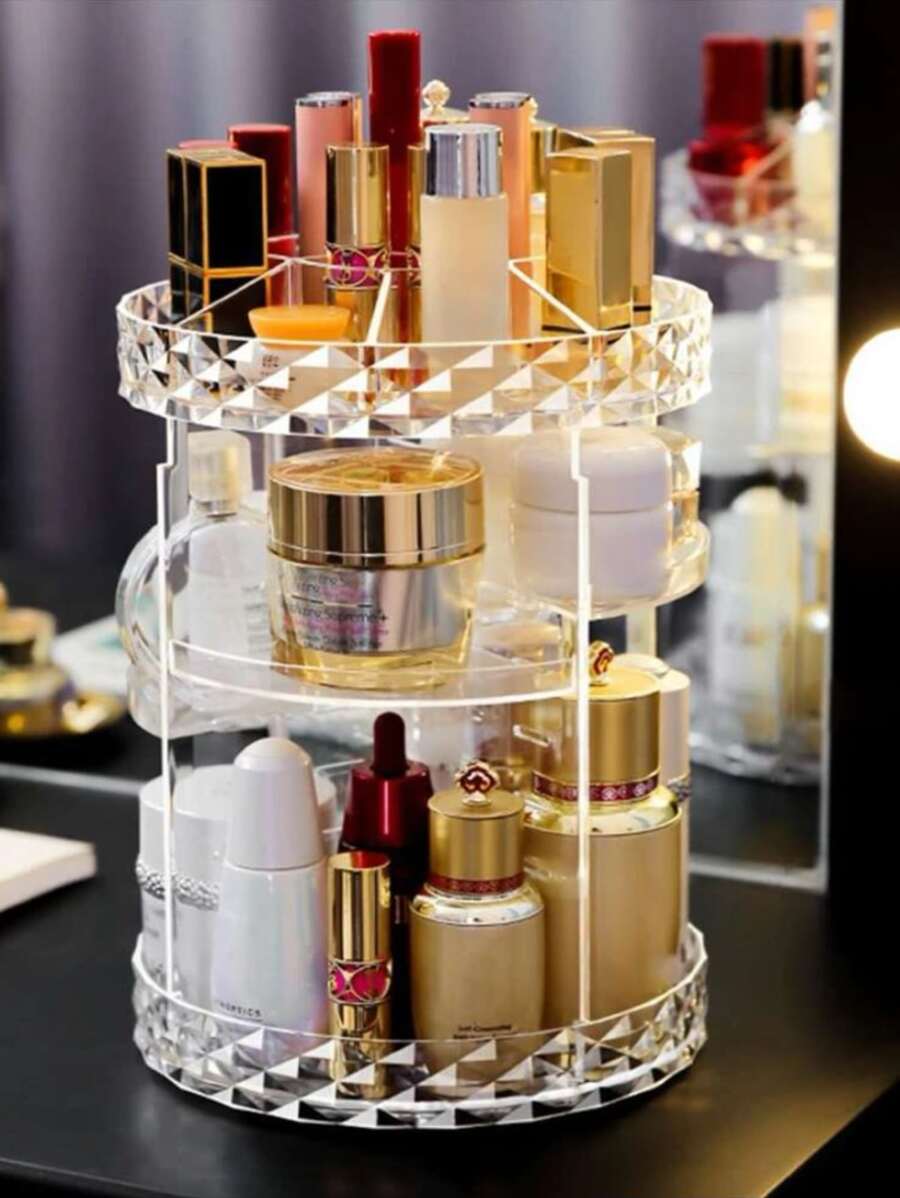 Organizador Cosméticos Maquiagem Giratório 360 Graus Grande - Transparente - Visão 1