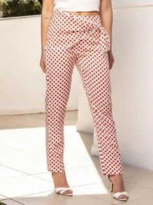 Women Pants - Đỏ và trắng - Xem 5