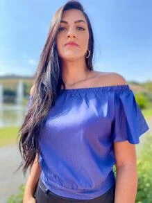 Women Denim Tops - 藍色 - 查看 1