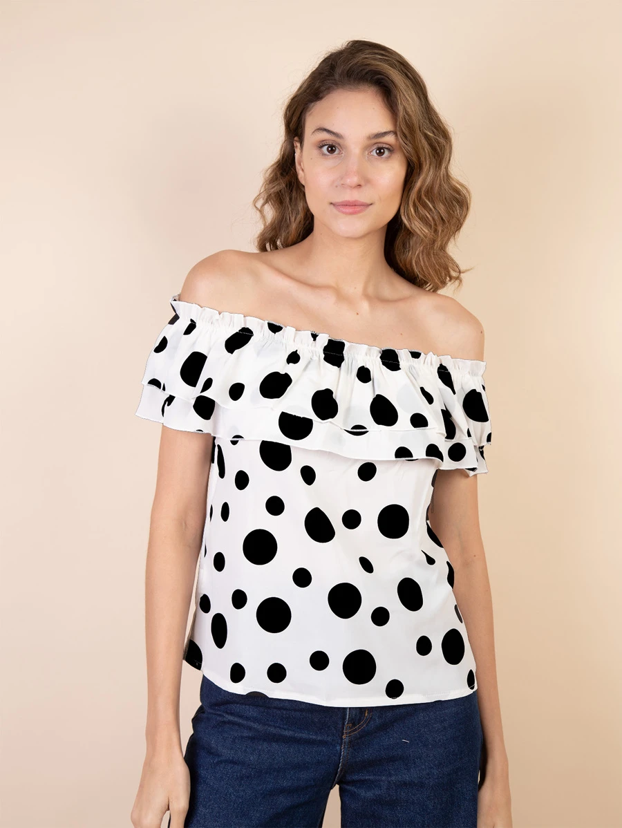 Women Blouses - 黑與白 - 查看 1