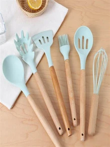 Conjunto 12 Peça Utensílio De Silicone Para Cozinha Multifuncional - Verde Menta - Visão 9