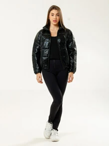 Women Winter Coats - Black - View 7