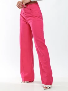 Women Jeans - 玫紅色 - 查看 5
