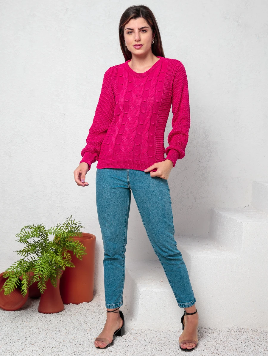 Women Sweaters - Rose vif - Voir 1