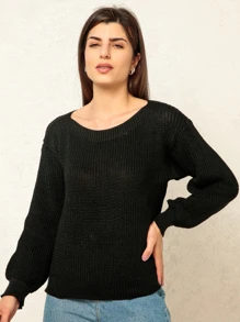 Women Sweaters - 黑色 - 查看 4