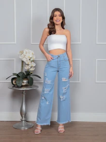 Women Jeans - 淺藍色 - 查看 4