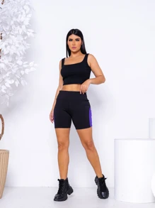 Women Leggings - 紫色 - 查看 3