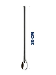 Colher Bailarina Para Suco Drinks Em Aço Inox 30cm - Cinza - Visão 4