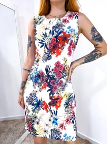 VESTIDO TUBINHO FLORAL - Branco - Visão 2