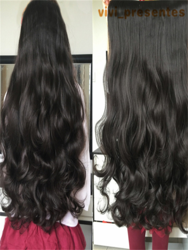 Extensão de Cabelo em Fibra Orgânica WENG Aplique Tic Tac para Volume (castanho medio2#(Ondulado)