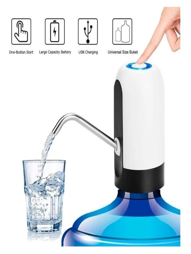 Bomba Elétrica para galão Universal com Carregamento USB Garrafão/Galão de Água Bomba De Água - Preto e Branco - Visão 3