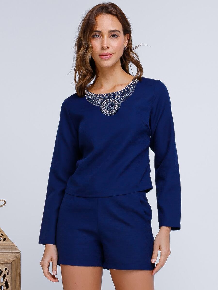 Women Two-piece Outfits - Màu xanh hải quân - Xem 1